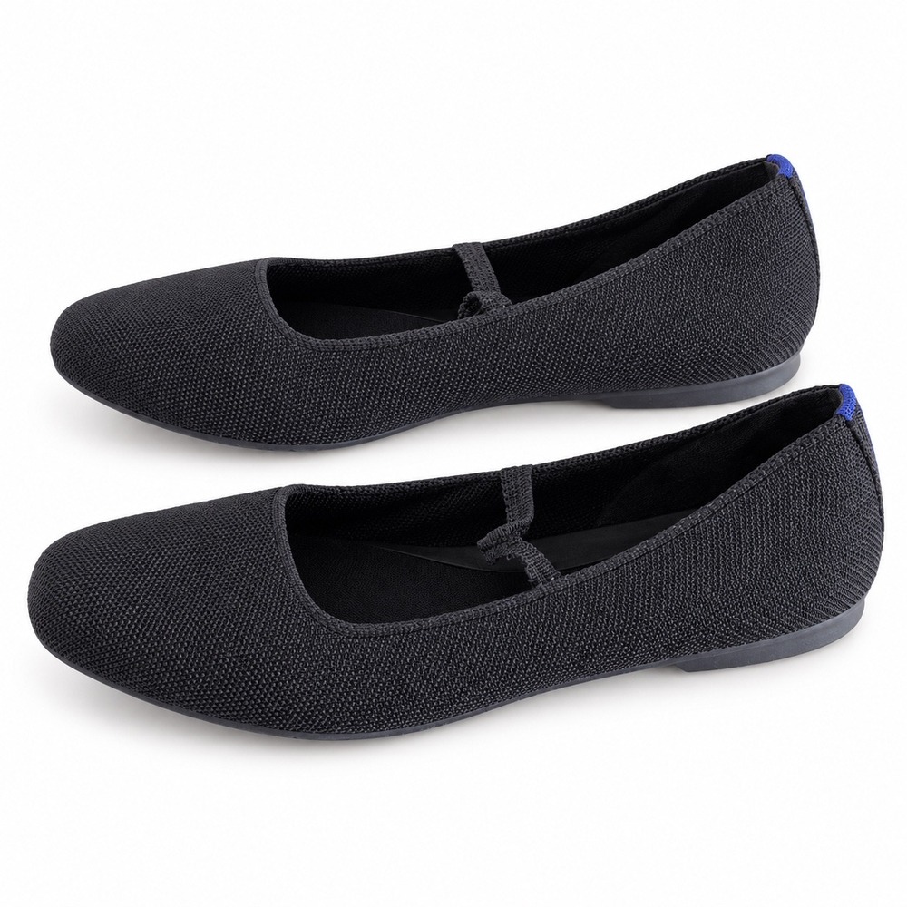 Rothy's The Mary Jane Women 10 Black Square Toe Knit Balletcore Minimalist Chic
